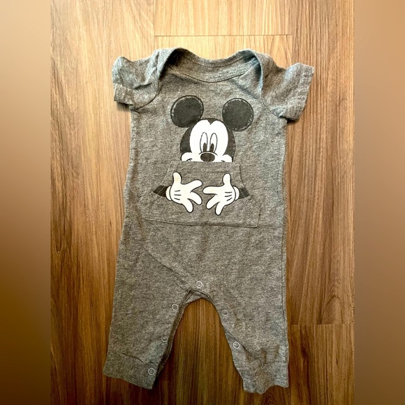 Disney Baby Gray Mickey Mouse Bodysuit size 0/3M - Picture 1 of 5
